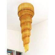Contemporary Amber “Quadriedro” Murano Glass Twister Chandelier in Venini S