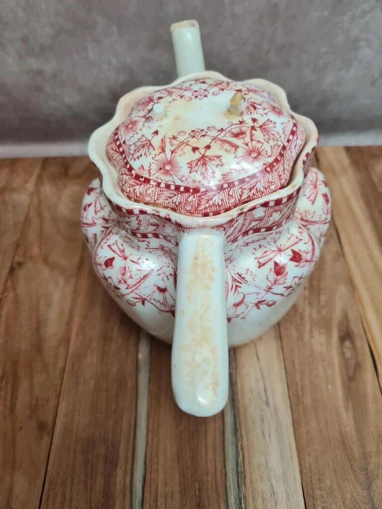 English teapot Wileman Foley Shelley RN148962 Dolly Varden red decoration