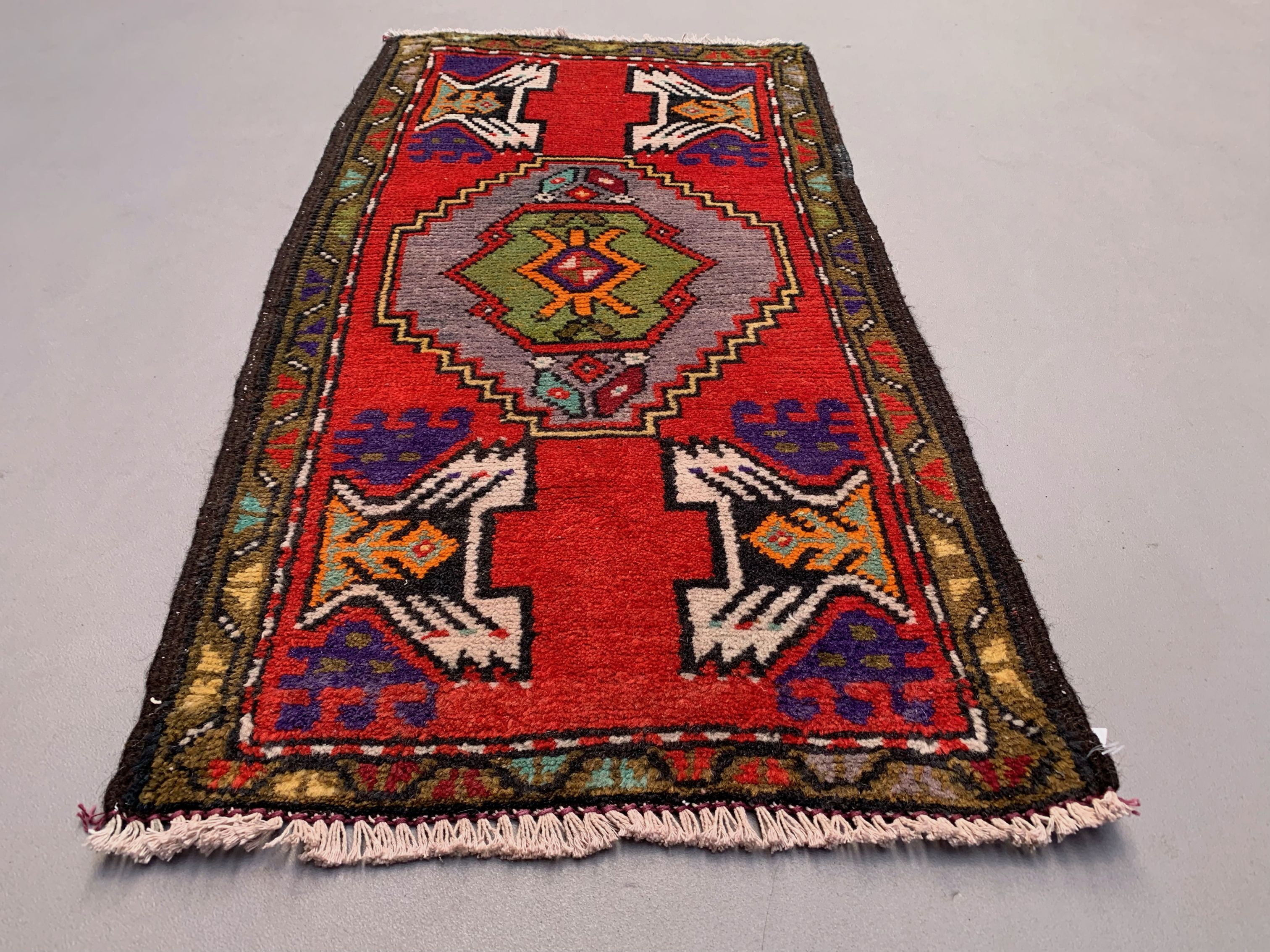Small Vintage Turkish Rug 100x51 cm, Short Runner, Tribal, Shabby Chic