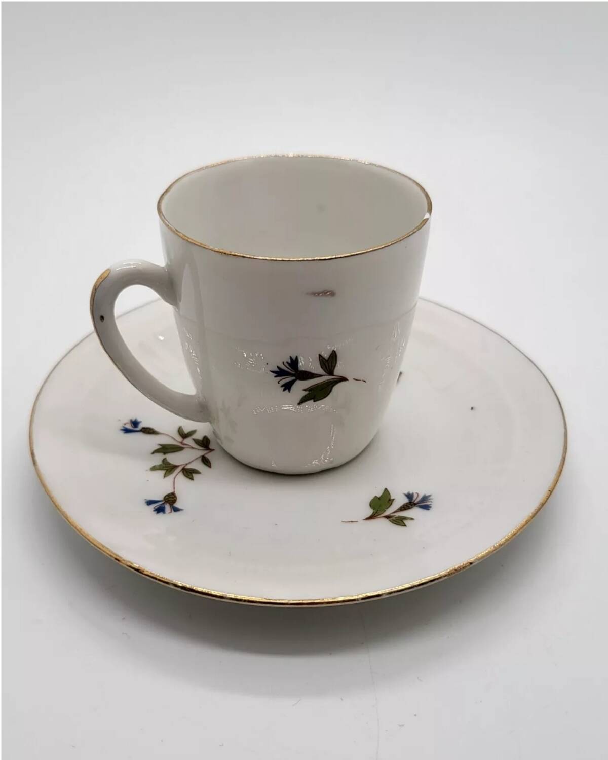 Porcelain Coffee Mug with Cornflower Decor