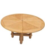 Large vintage Victorine table in light oak, Guillerme et Chambron