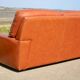 Space age sofa. Tan leather. Circa 1970