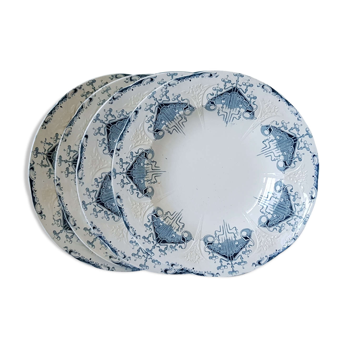 LONGWY set of 4 hollow plates Byzantine style