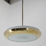Lustre en laiton fonctionnaliste OVNI, années 1930, restauré