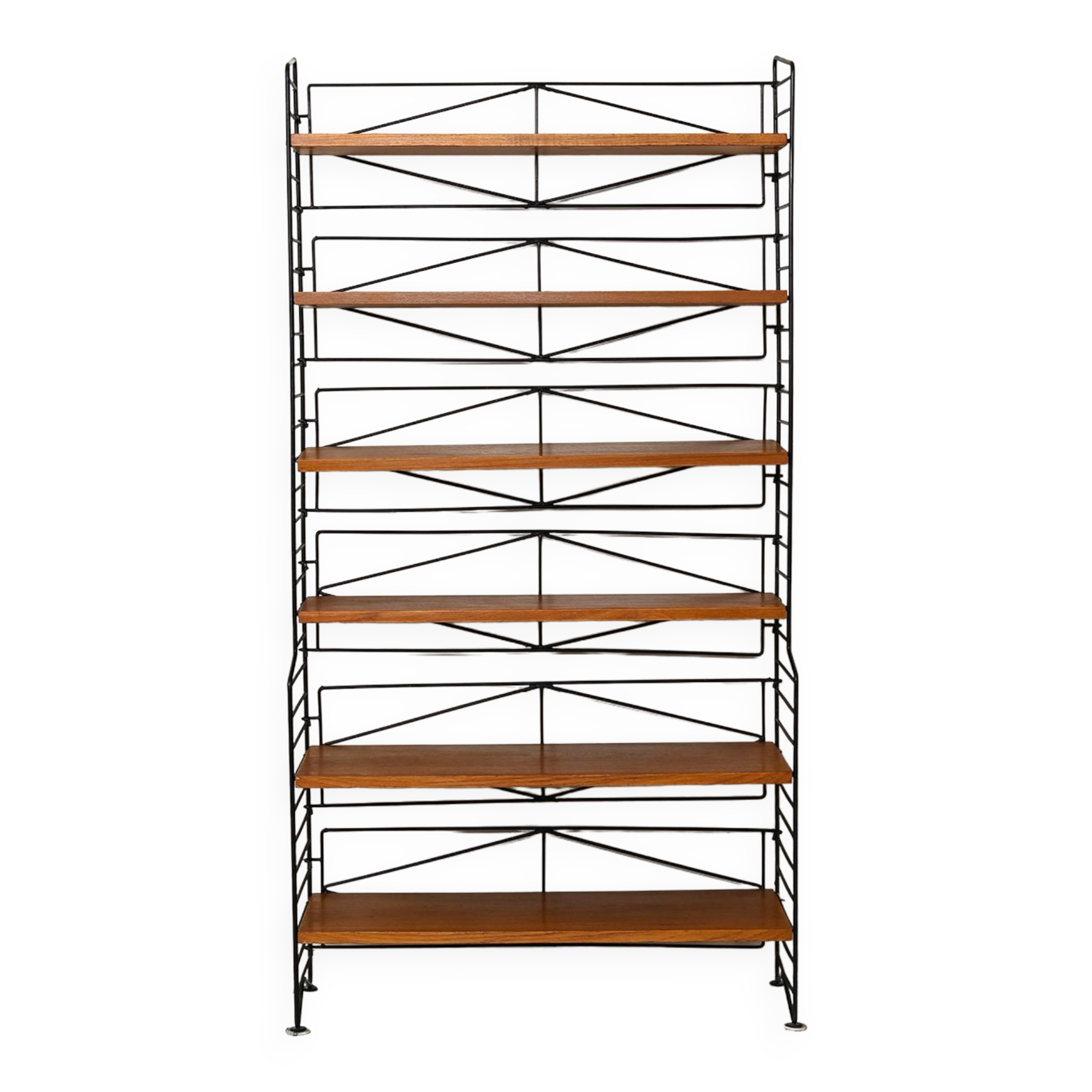 Vintage bookcase with metal frame