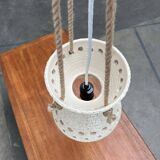 White ceramic pendant lamp in mid-century modern Danish style, 1960s.