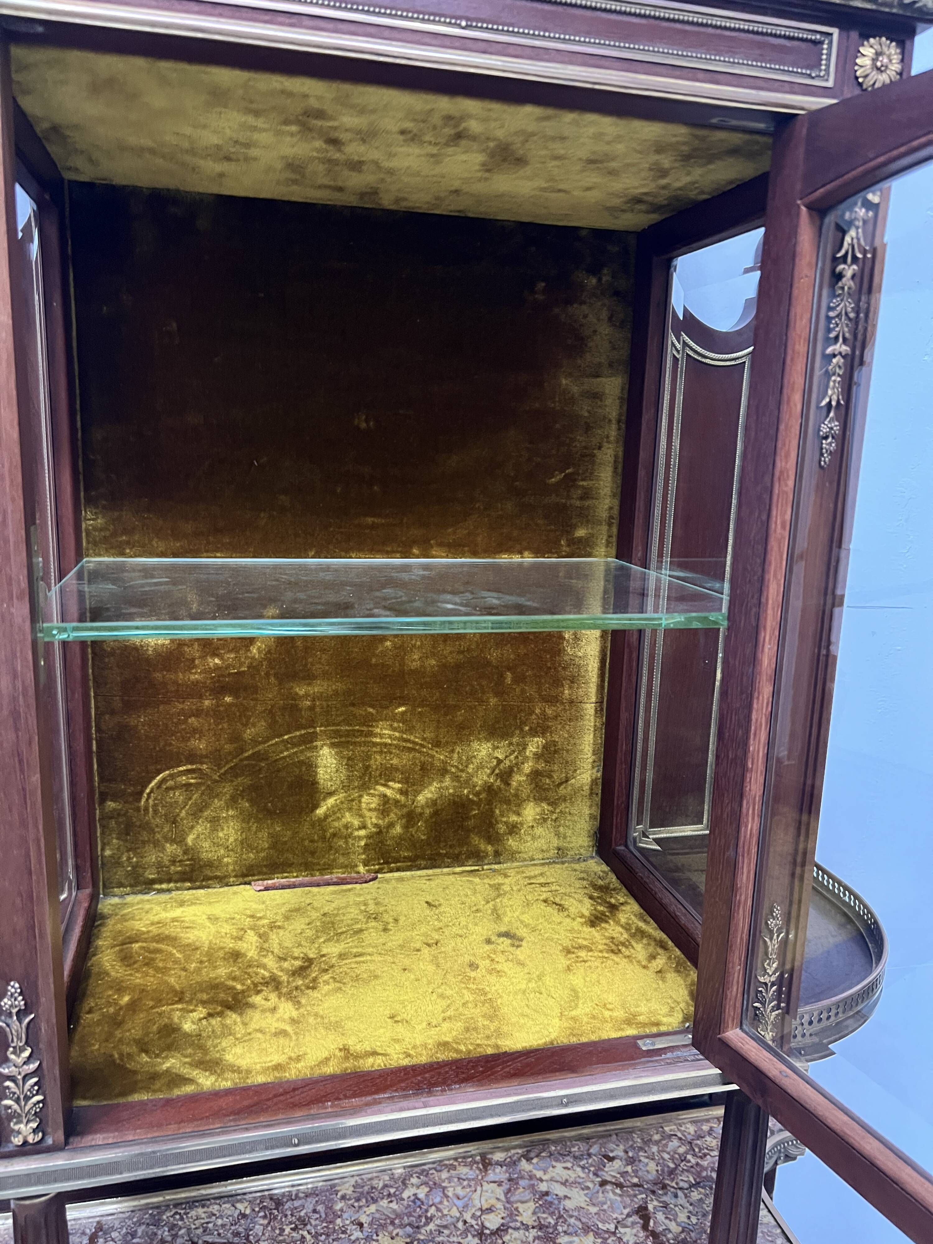 Napoleon III Mahogany and Chiseled Bronze Display Cabinet, 19th Century