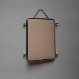 Barber mirror triptych chrome metal imitation cream leather vintage chain