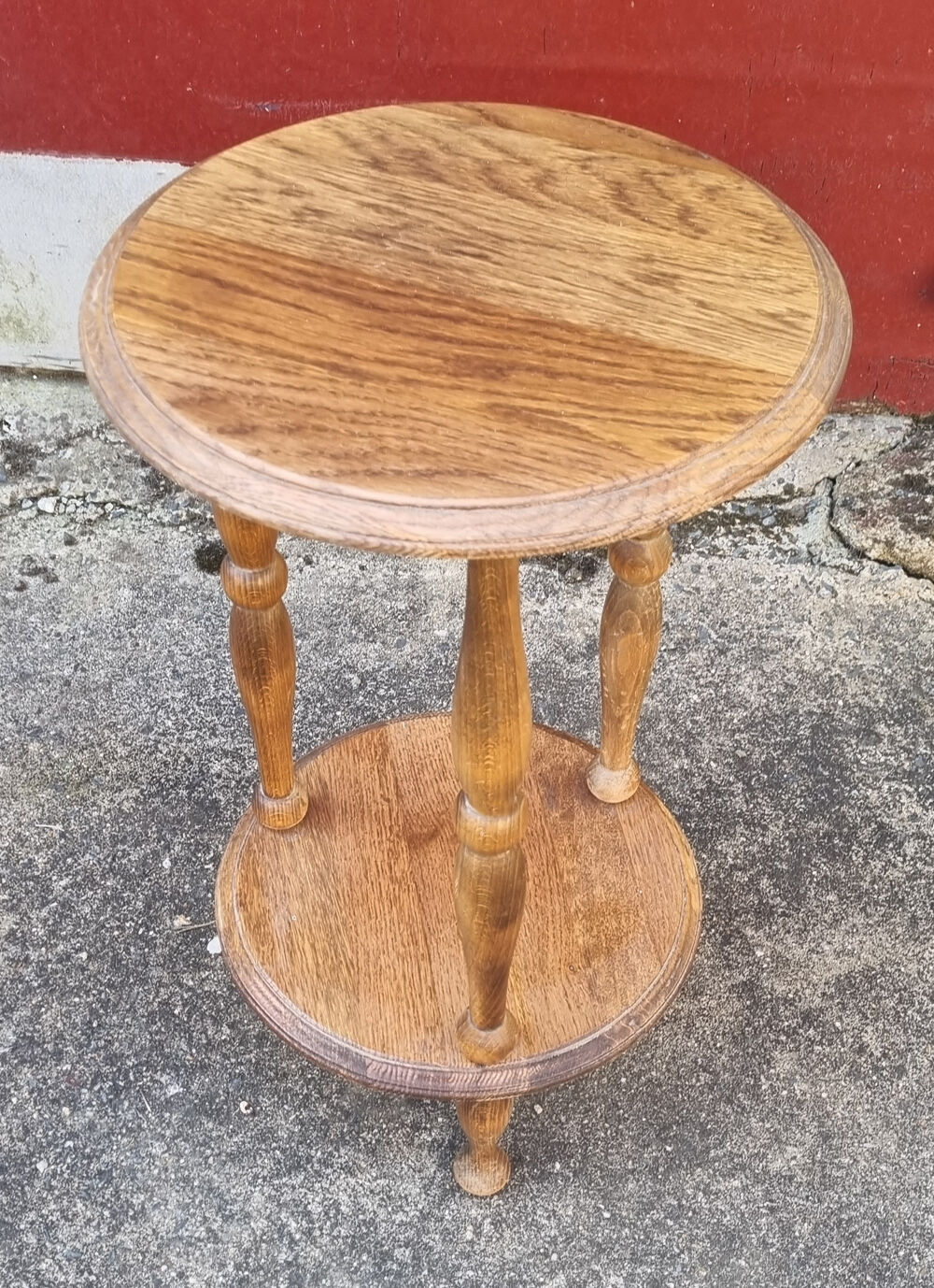 Pot holder, pedestal table, wood, vintage, 60s