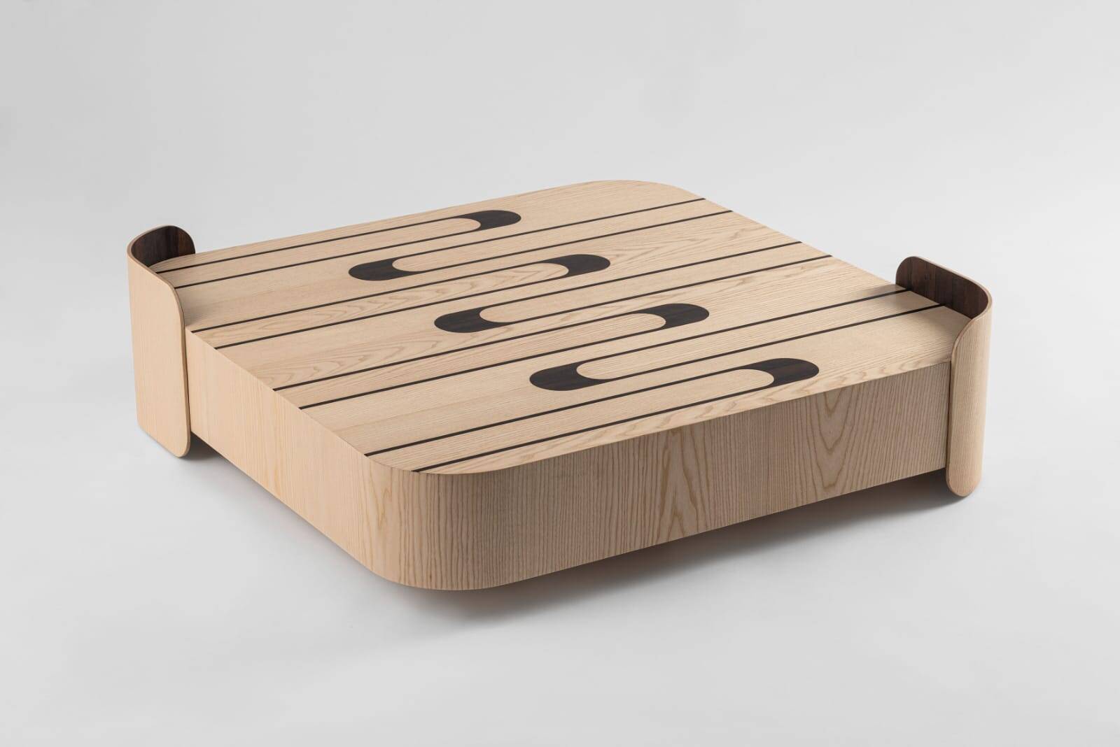 Coffee table in ash and green ebony