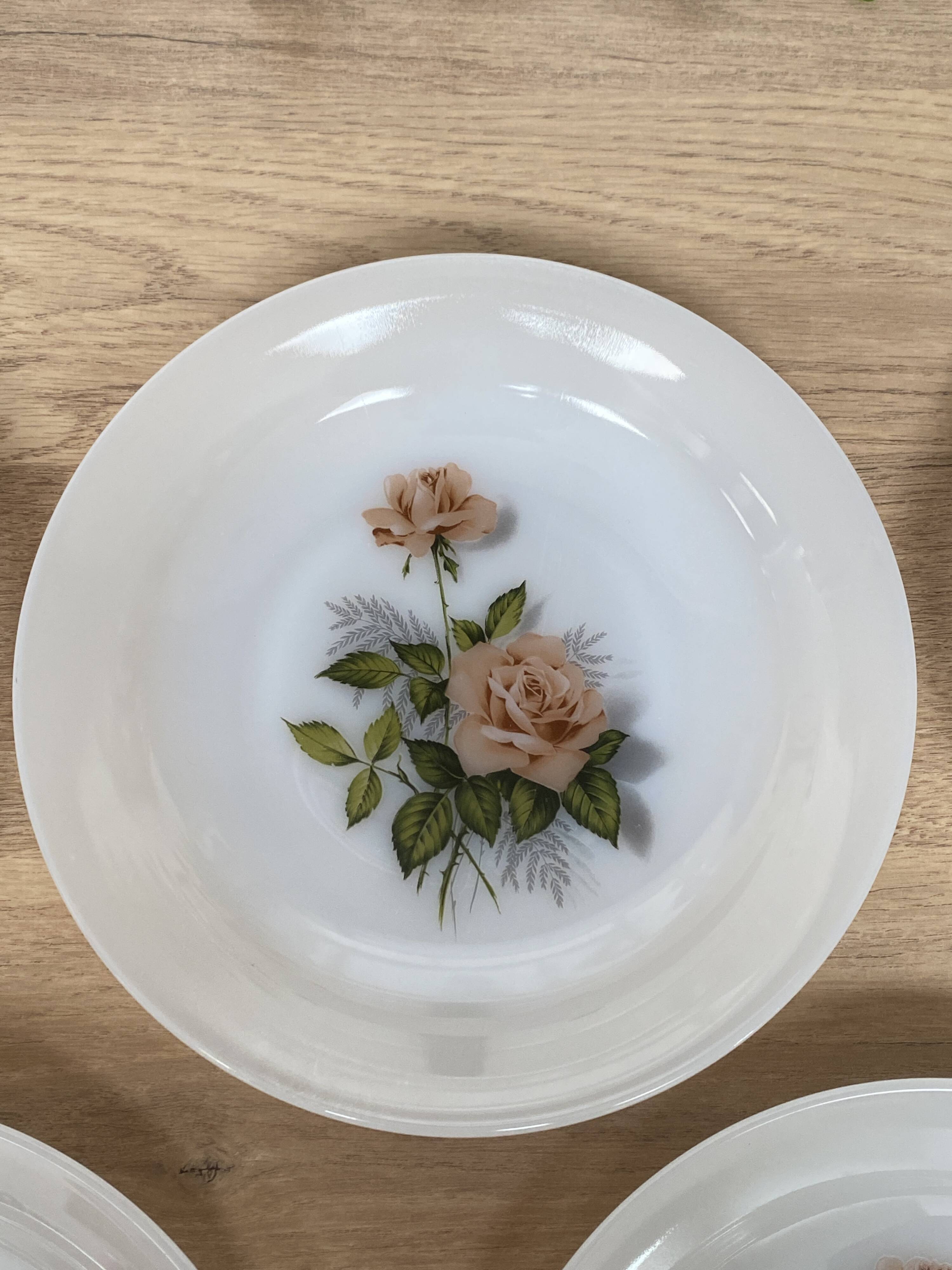 Set de 6 assiettes creuses Arcopal Rose de France
