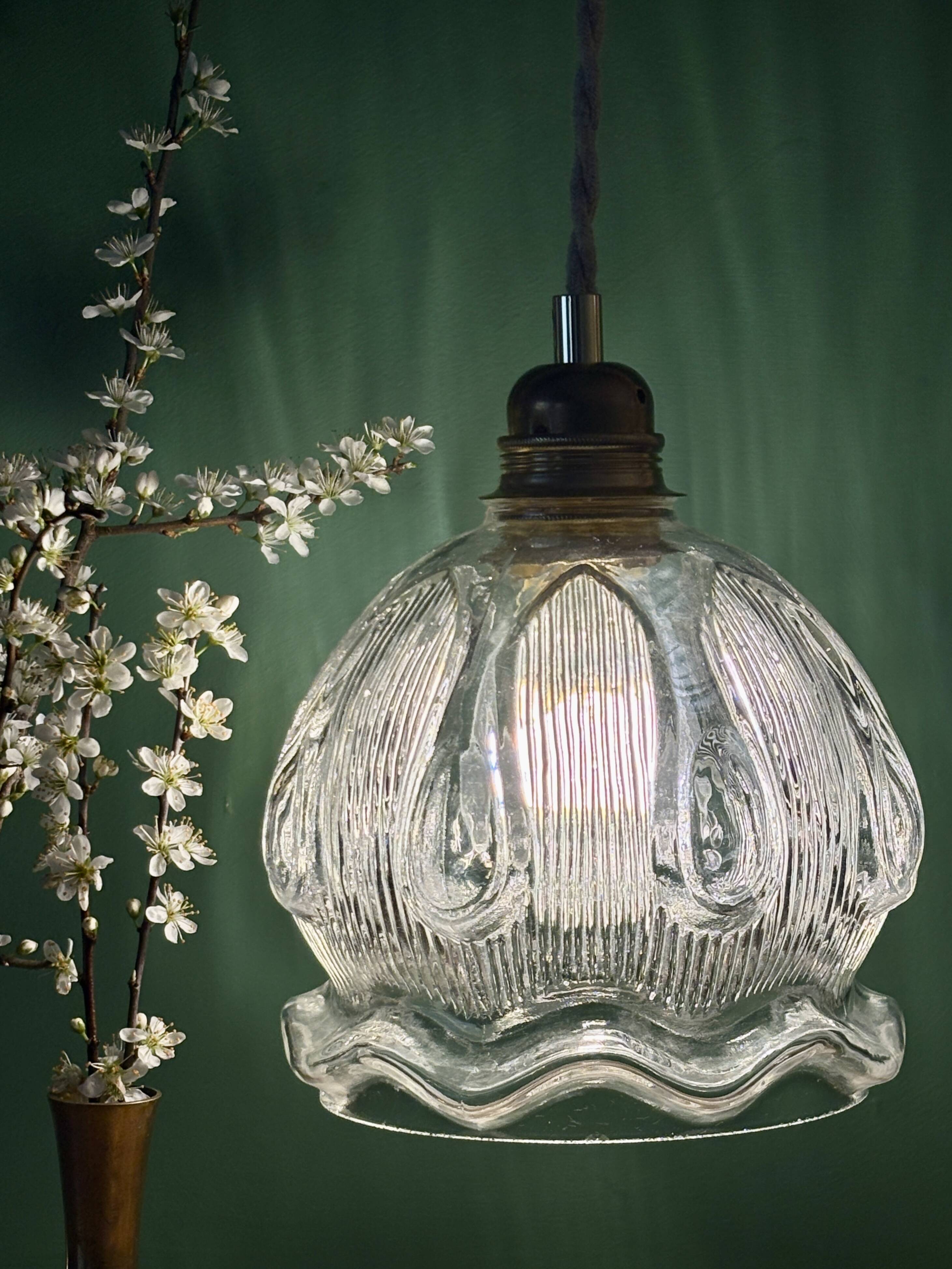 Vintage transparent glass suspension globe