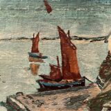 Table from the 1900s "Breton Shore" signed J. Mestas