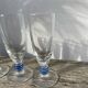 6 flûtes à champagne transparente pied bleu design