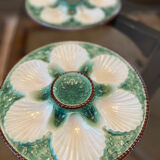 6 assiettes à huîtres en barbotine vintage