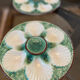 6 vintage slip oyster plates