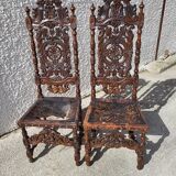 Pair of large chairs to restore in carved wood of the xix th century ref je
