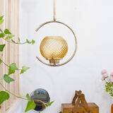 Hanging lamp brass and glass