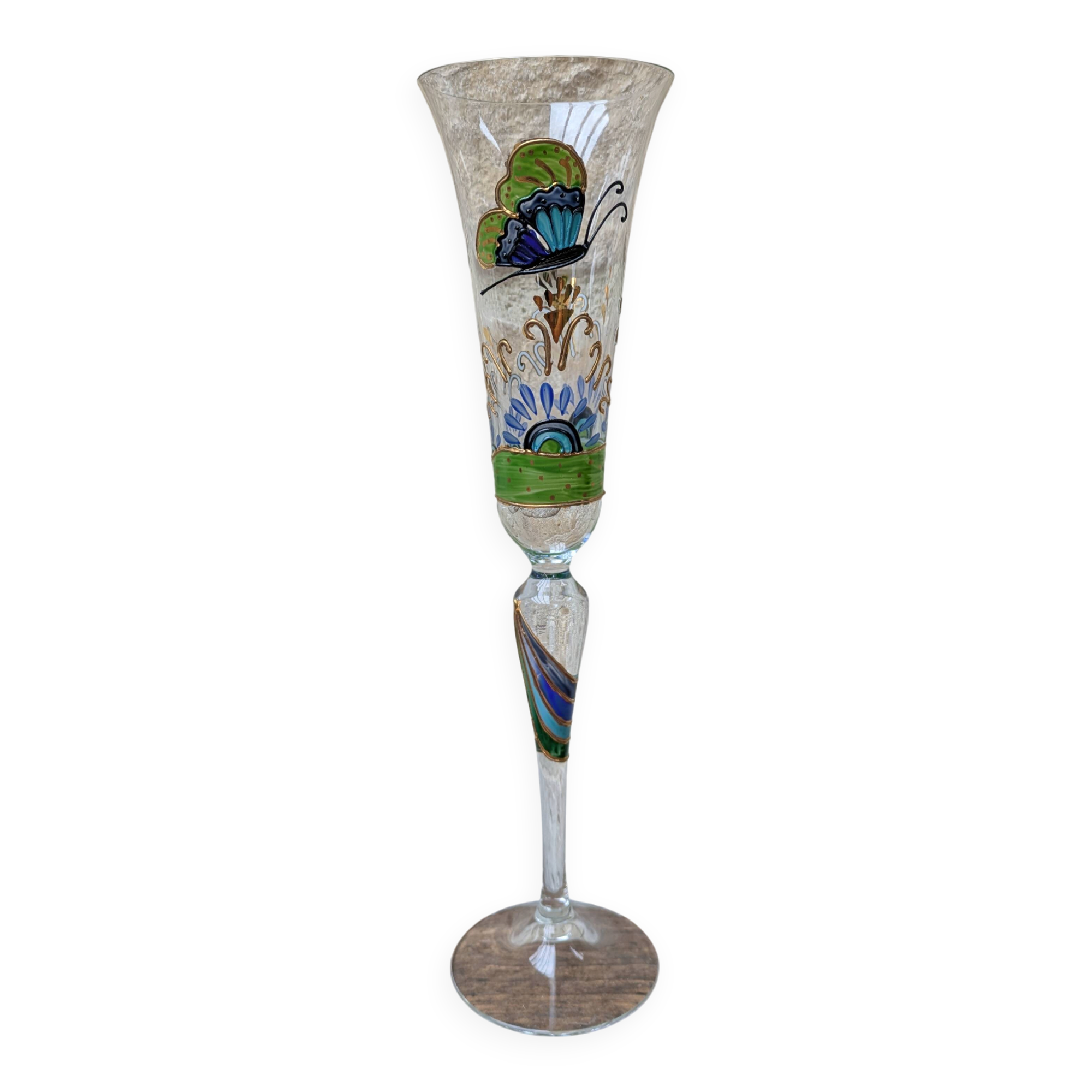 Champagne flute Paul Nagel collection Rêveries model Papillon hand-painted