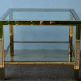 Table basse de style moderniste, style Romeo Rega en laiton et chrome