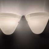 Pair of Murano Due white crystal wall lights, Italy, 1980s