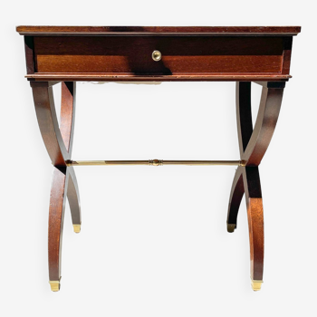 Table de chevet vintage bois et laiton style Art déco