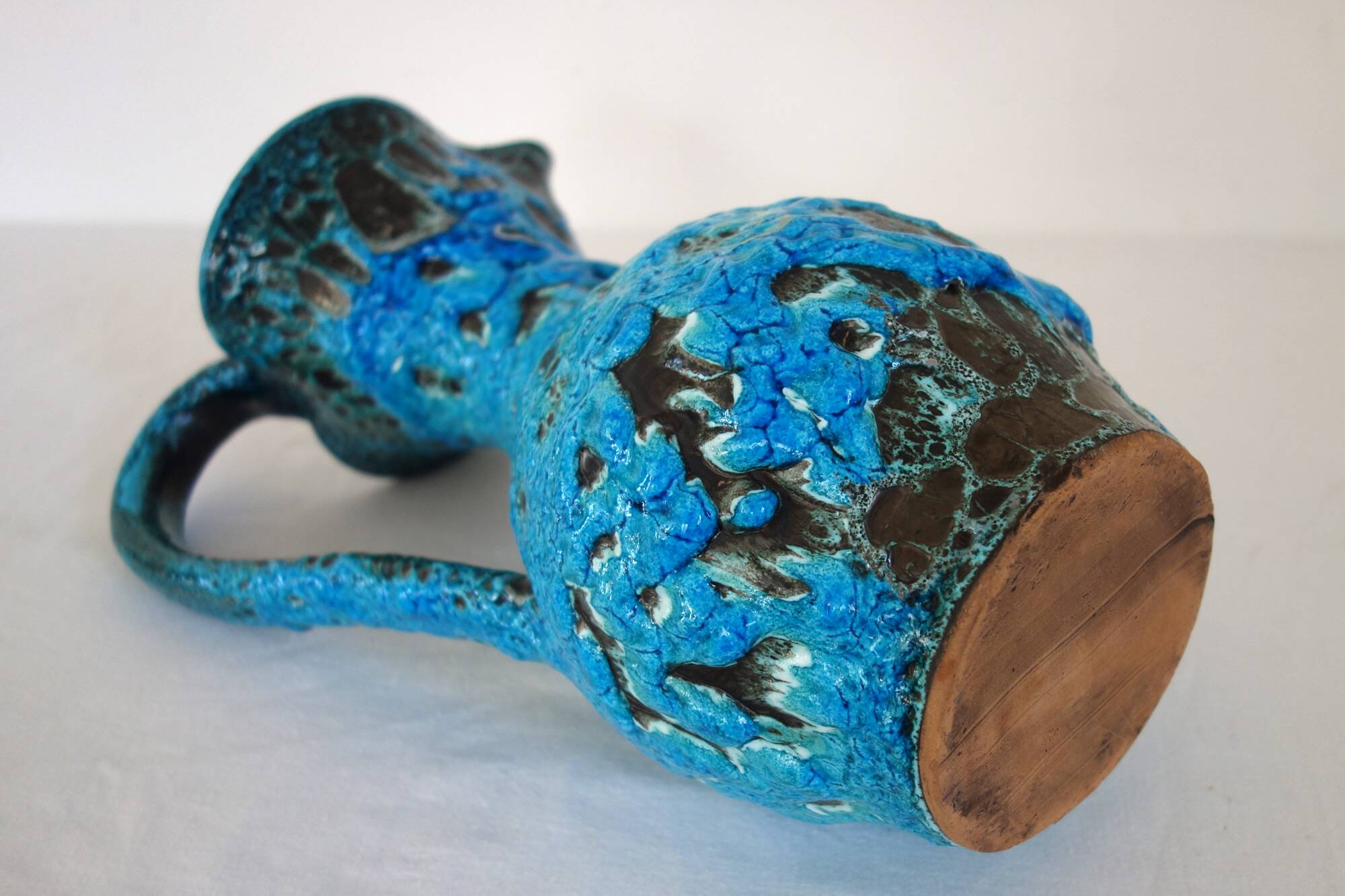 Fat lava vase by Charles Cart in turquoise blue 1960