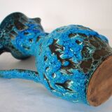 Vase fat lava  de charles cart en bleu turquoise 1960
