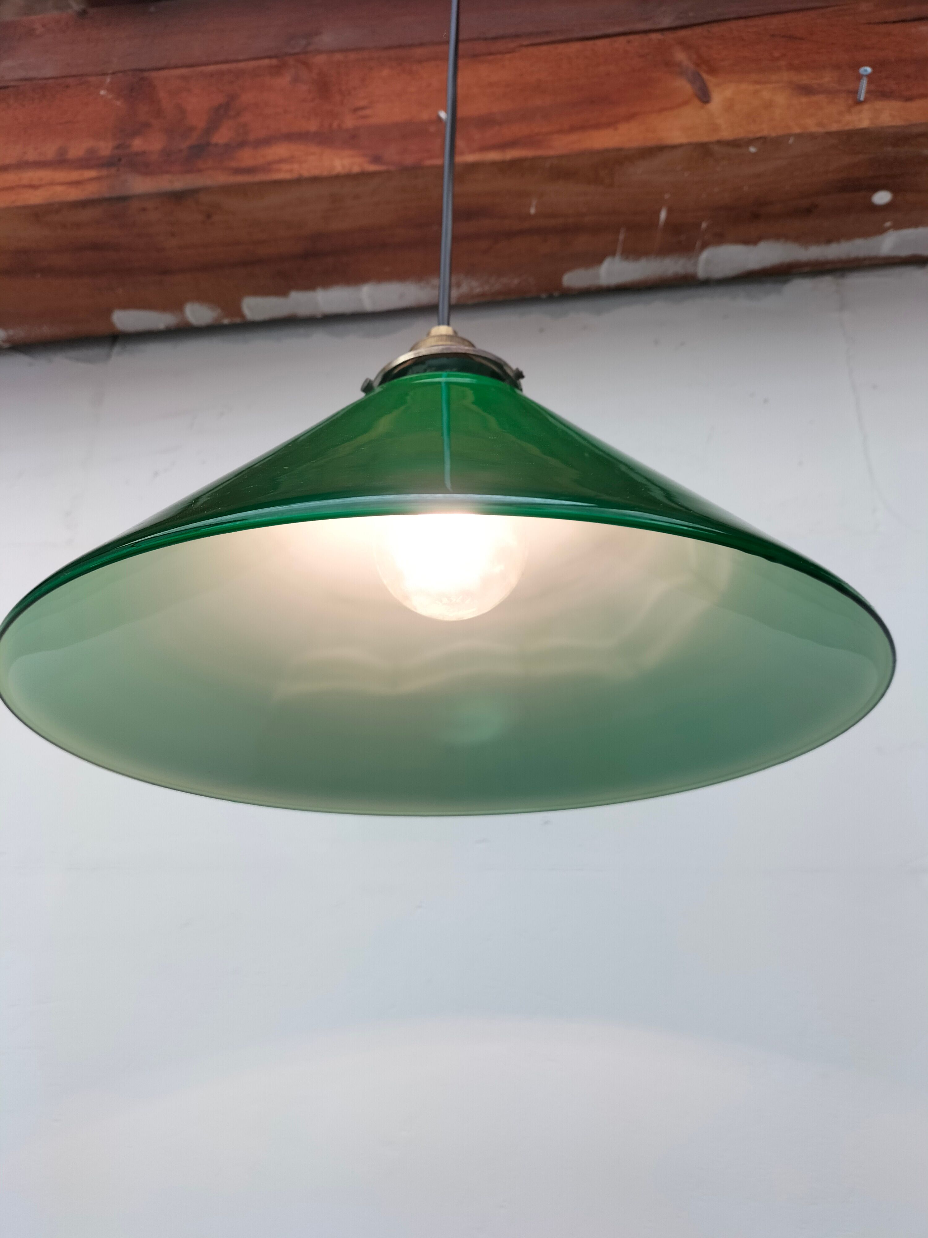 Old green opaline lamp
