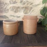 Set of 2 old pots in glazed stoneware