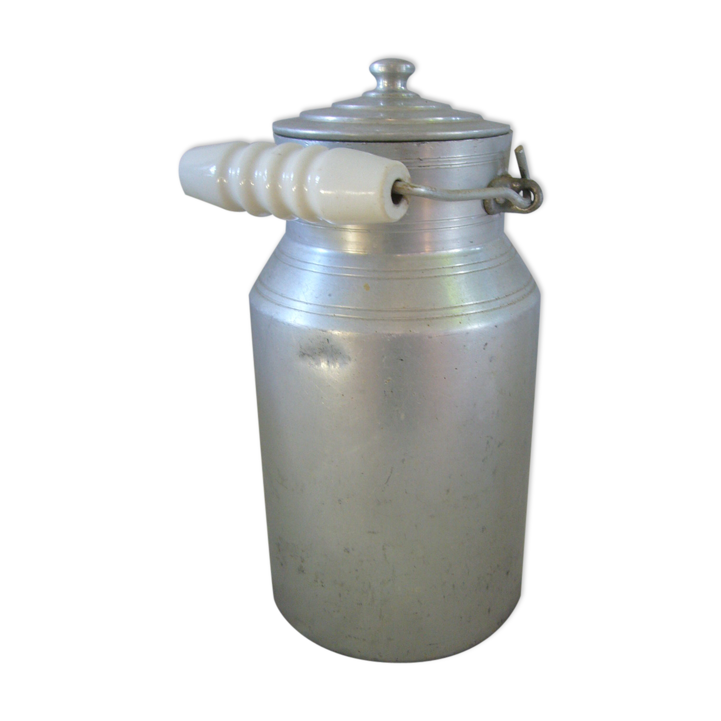 Old aluminum milk pot