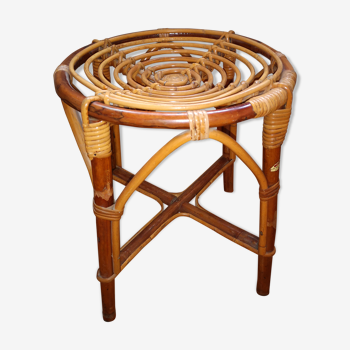 Tabouret rotin vintage