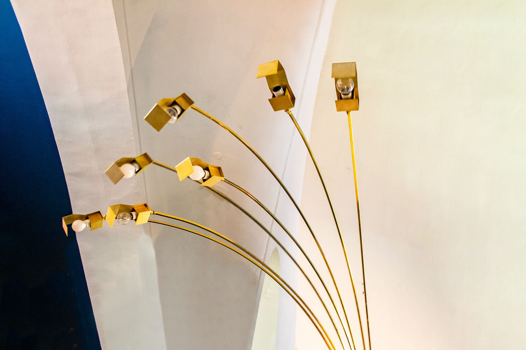 Brass floor lamp with seven lights Italy 70s