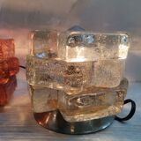 Brutalist solid bubble glass clear and red table lamps 1960s, set of 2