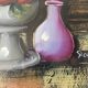 Still life oil on cardboard fruit compote
