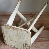Old workshop stool in patinated solid wood