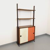 Vintage Italian modular shelving unit in melamine with wood decor