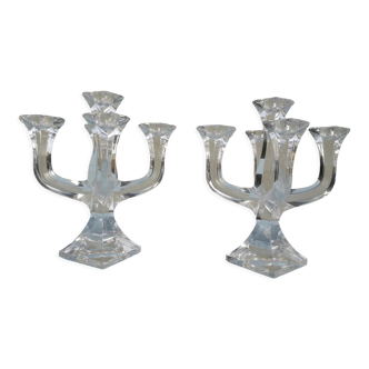 Pair of crystal candle holders