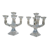 Pair of crystal candle holders