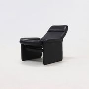 Fauteuil de salon DS50 en cuir noir par De Sede Suisse années 1980