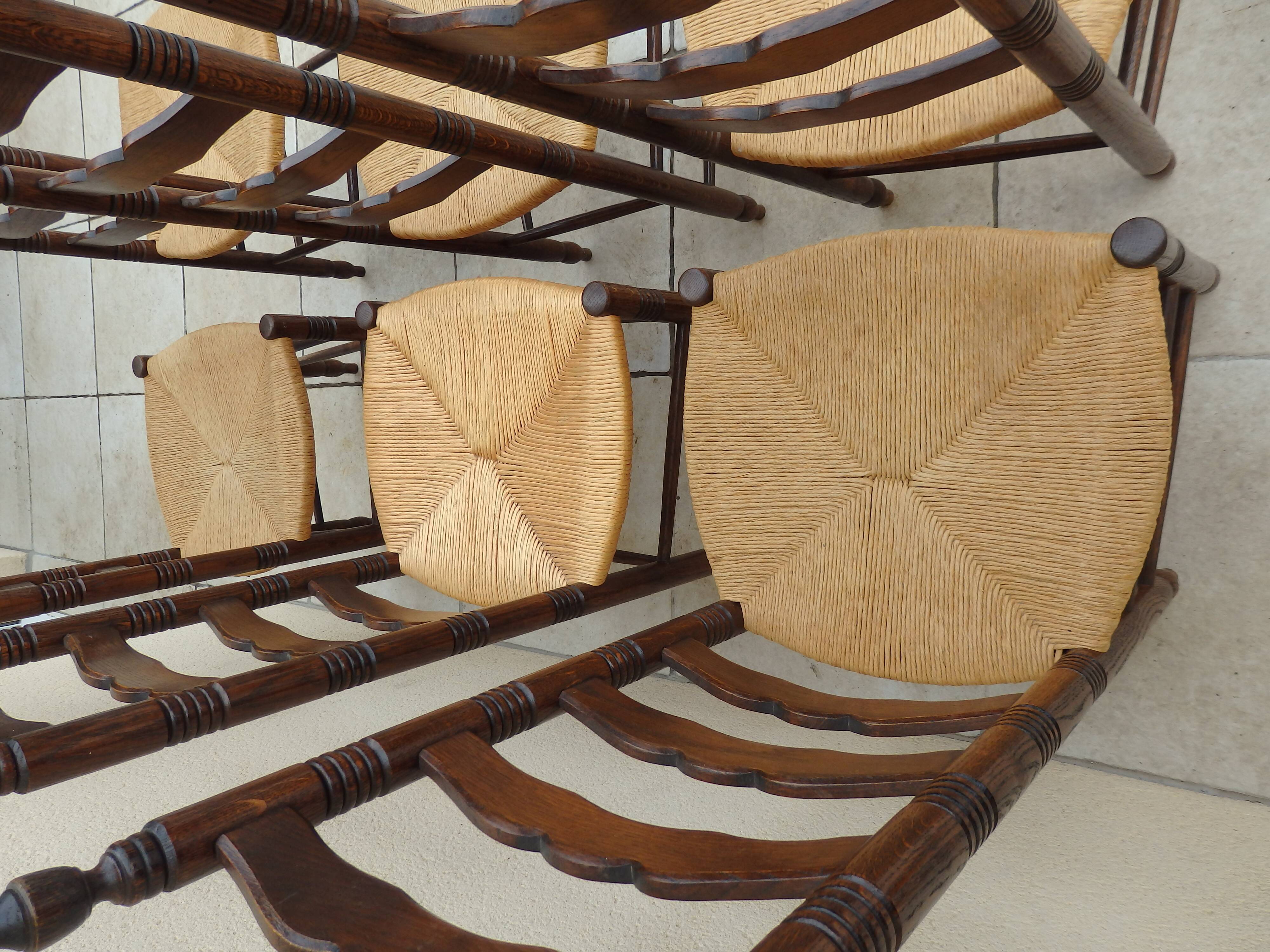 6 chairs straw and wood farmhouse old monastery