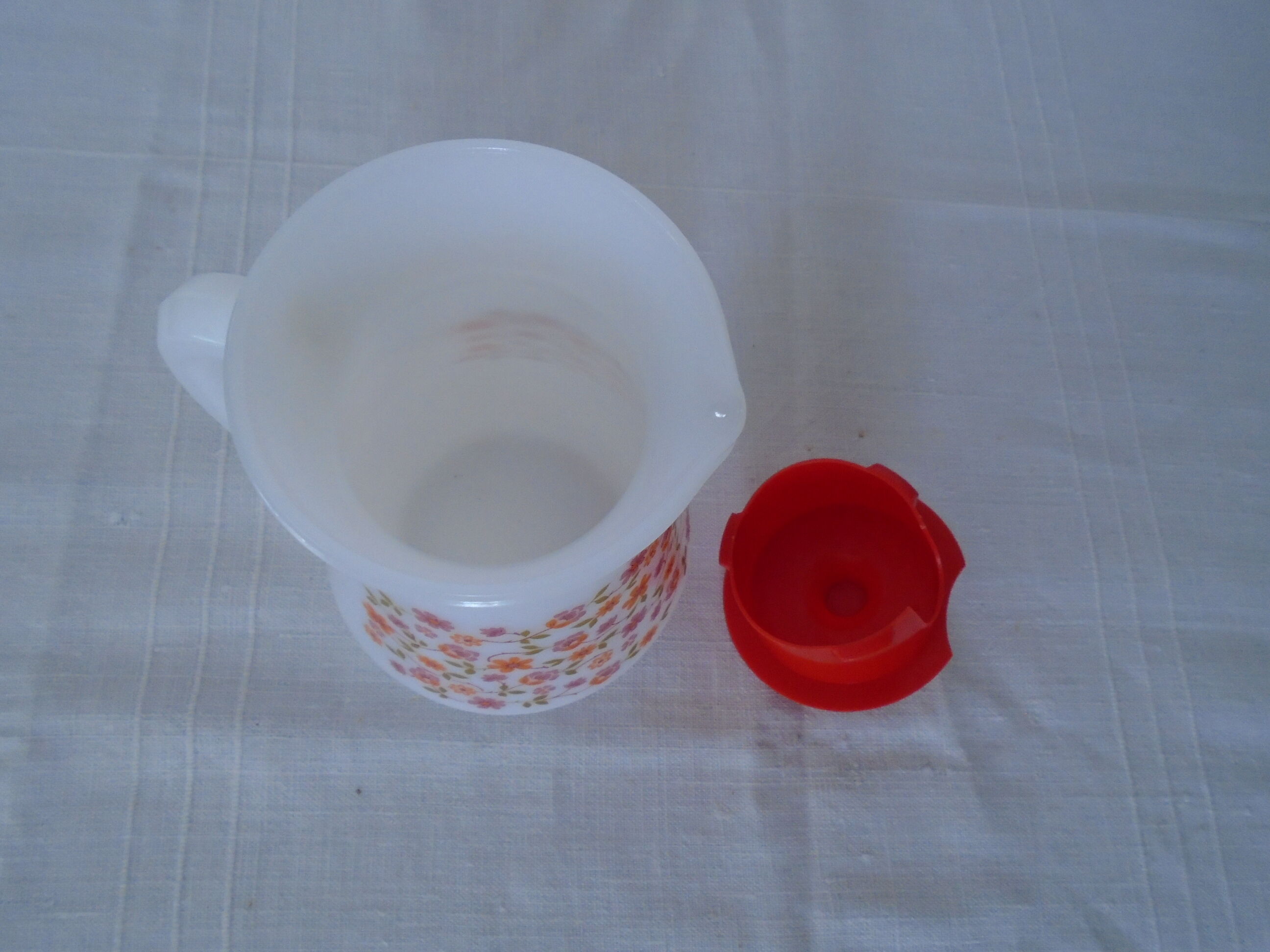 Pichet Scania verseuse carafe petities fleurs orange arcopal vintage