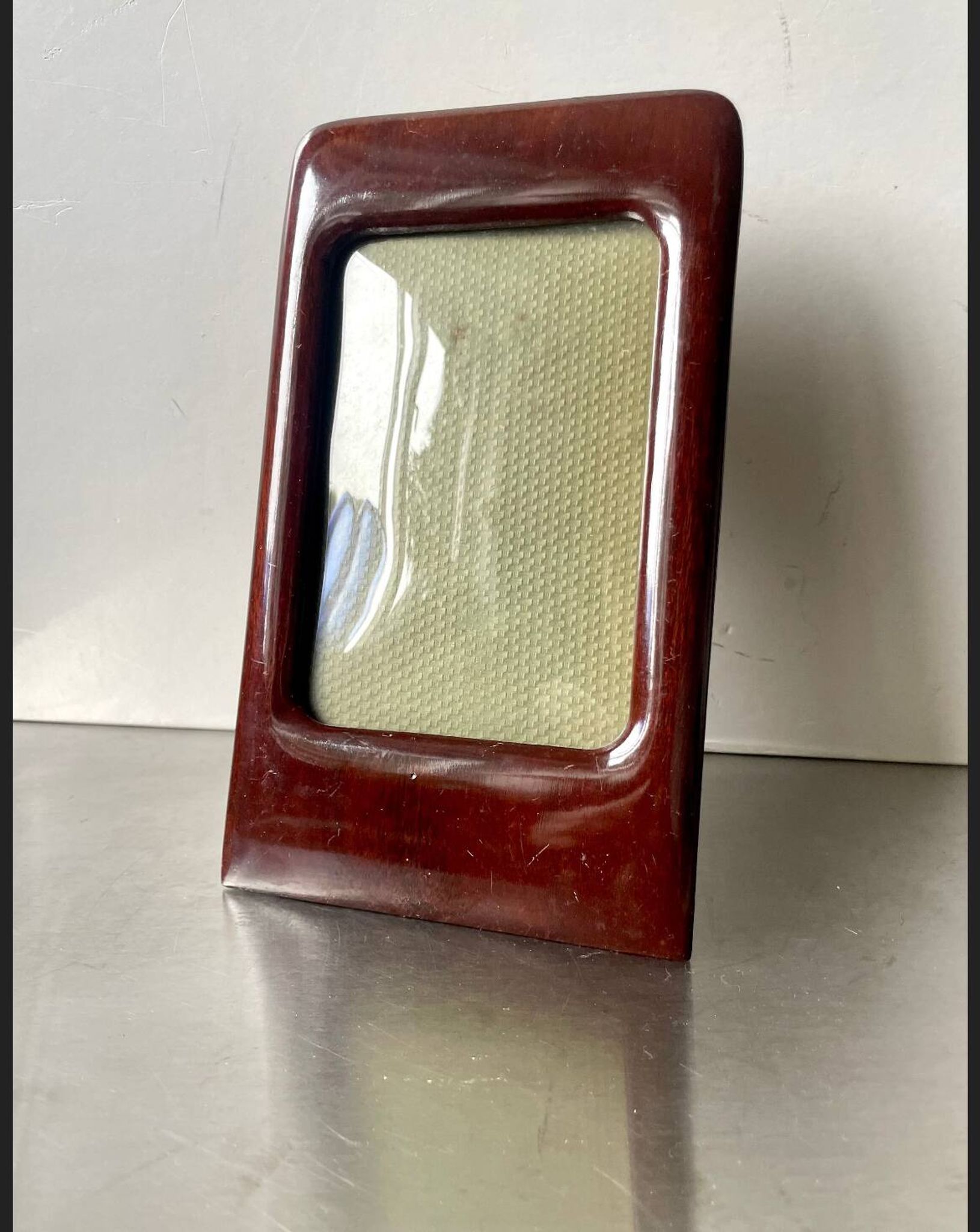 Antique  Art Deco Mahogany Wooden Frame  22.5 cm x 13.5 cm  convex glass