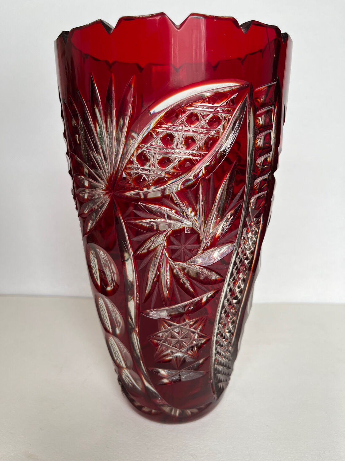 Carved crystal vase
