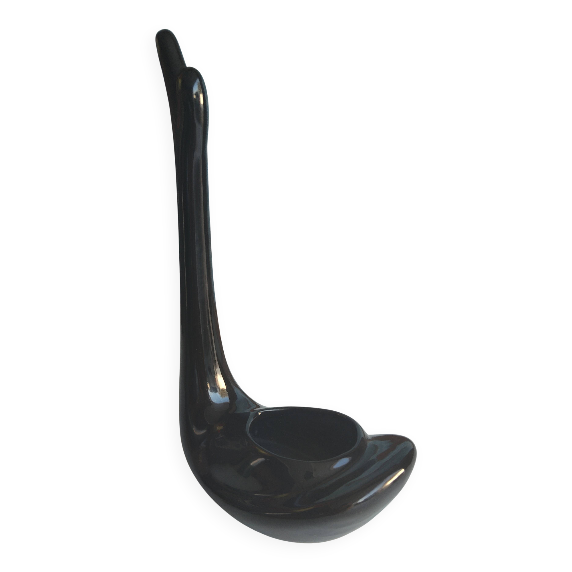 Vintage black ceramic swan planter – 1960s