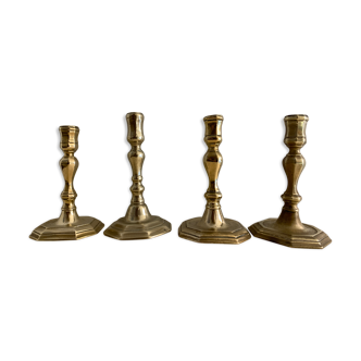 4 old candle holders in gilded bronze high period XVII th