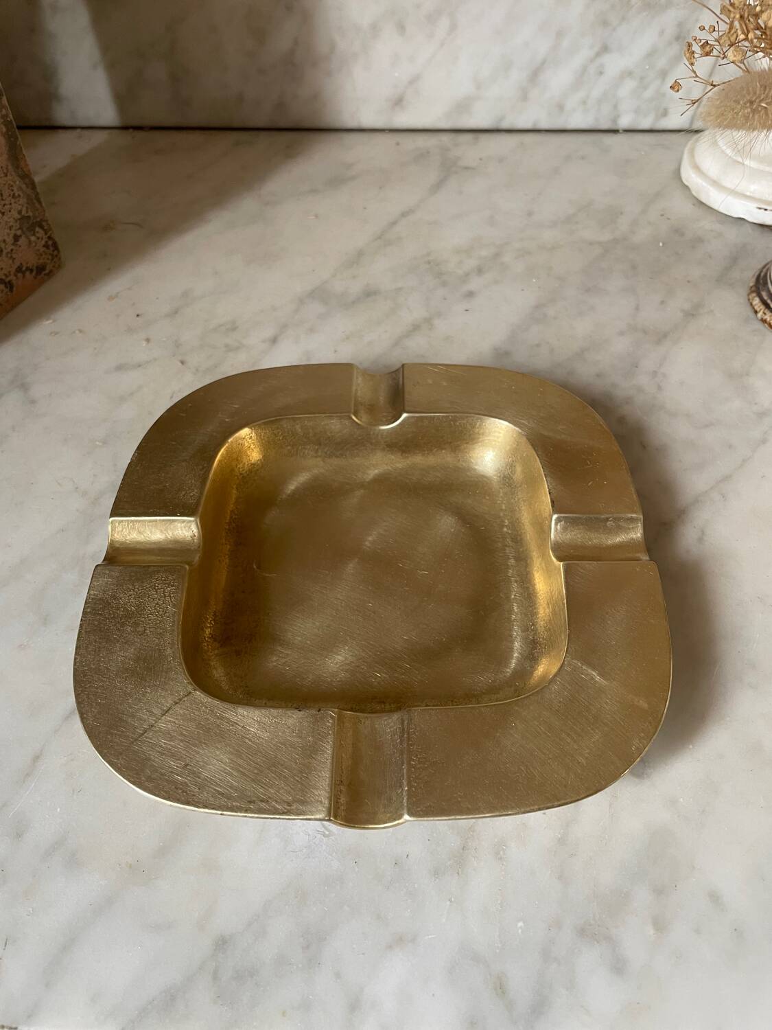 Cendrier carré en laiton vintage