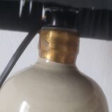 Lamp bottle in gres lampshade in black raffia