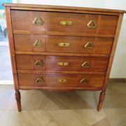 Art Deco chest of drawers - 4 drawers - locks - checkered wood veneer top - 50s