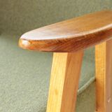 Fauteuil vintage vert l'olive bouclé model 366